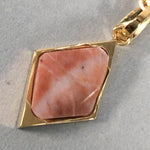 Japanese Necklace Marble Stone Pendant Vtg cm Long Gold Color Chain JK52