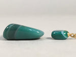 Japanese Necklace Pendant Green Stone Vtg Set 38cm Long Gold Color Chain JK37