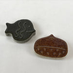 Japanese Porcelain Chopstick Rest Holder 2pc Set Vtg Hashioki Chestnut CR270