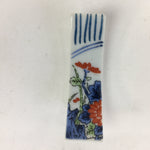 Japanese Porcelain Chopstick Rest Holder Vtg Sometsuke Red Chrysanthemum CR205