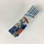 Japanese Porcelain Chopstick Rest Holder Vtg Sometsuke Red Chrysanthemum CR210