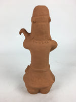 Japanese Pottery Doll Haniwa Statue Vtg Wooden Box Soldier Brown PX598