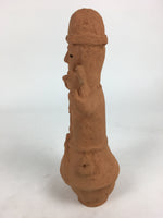 Japanese Pottery Doll Haniwa Statue Vtg Wooden Box Soldier Brown PX598
