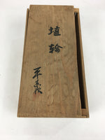 Japanese Pottery Doll Haniwa Statue Vtg Wooden Box Soldier Brown PX598