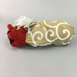 Japanese Shishi Lion Mask Vtg Foo Dog Head Doll Dance Fabric Handmade BD363