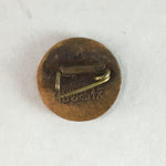 Japanese Small Badge Vtg Metal Brooch Round School Pin Tree Black J718