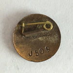 Japanese Small Badge Vtg Metal Brooch Round School Pin Tree Black J722