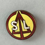 Japanese Small Badge Vtg Metal Brooch Round School Pin Tree Black J725