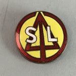 Japanese Small Badge Vtg Metal Brooch Round School Pin Tree Black J725