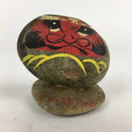 Japanese Stone Art Figurine Vtg Gray Hand-painted Daruma Ornament KF575