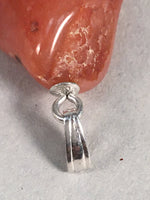 Japanese Stone Pendant Vtg Red Shiny Natural Brown Silver Parts JK55