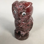 Japanese Stone Statue Vtg Lucky Charm Owl Bird Purple BD570