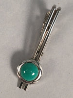 Japanese Tiepin Tie Clip Tack Vtg Clothing Accessory Necktie Cloisonné Green JK9
