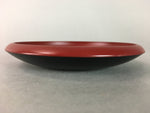 Japanese Wood Lacquer Plate Replica Vtg Floral Carving Round Red Black QT57