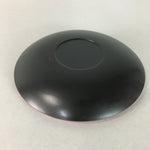 Japanese Wood Lacquer Plate Replica Vtg Floral Carving Round Red Black QT57