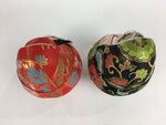 Japanese Wooden Doll Vtg Hime-Daruma Nishiki-Daruma 2pc Statues Set BD727