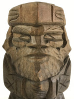 Japanese Wooden Hokkaido Statue Ainu Nipopo 2pc Set Vtg Okimono Brown AB98