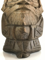 Japanese Wooden Hokkaido Statue Ainu Nipopo 2pc Set Vtg Okimono Brown AB98