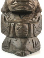 Japanese Wooden Hokkaido Statue Ainu Nipopo 2pc Set Vtg Okimono Brown AB98