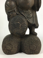 Japanese Wooden Statue Vtg 7 Lucky Gods Daikokuten Wood Carving BD806